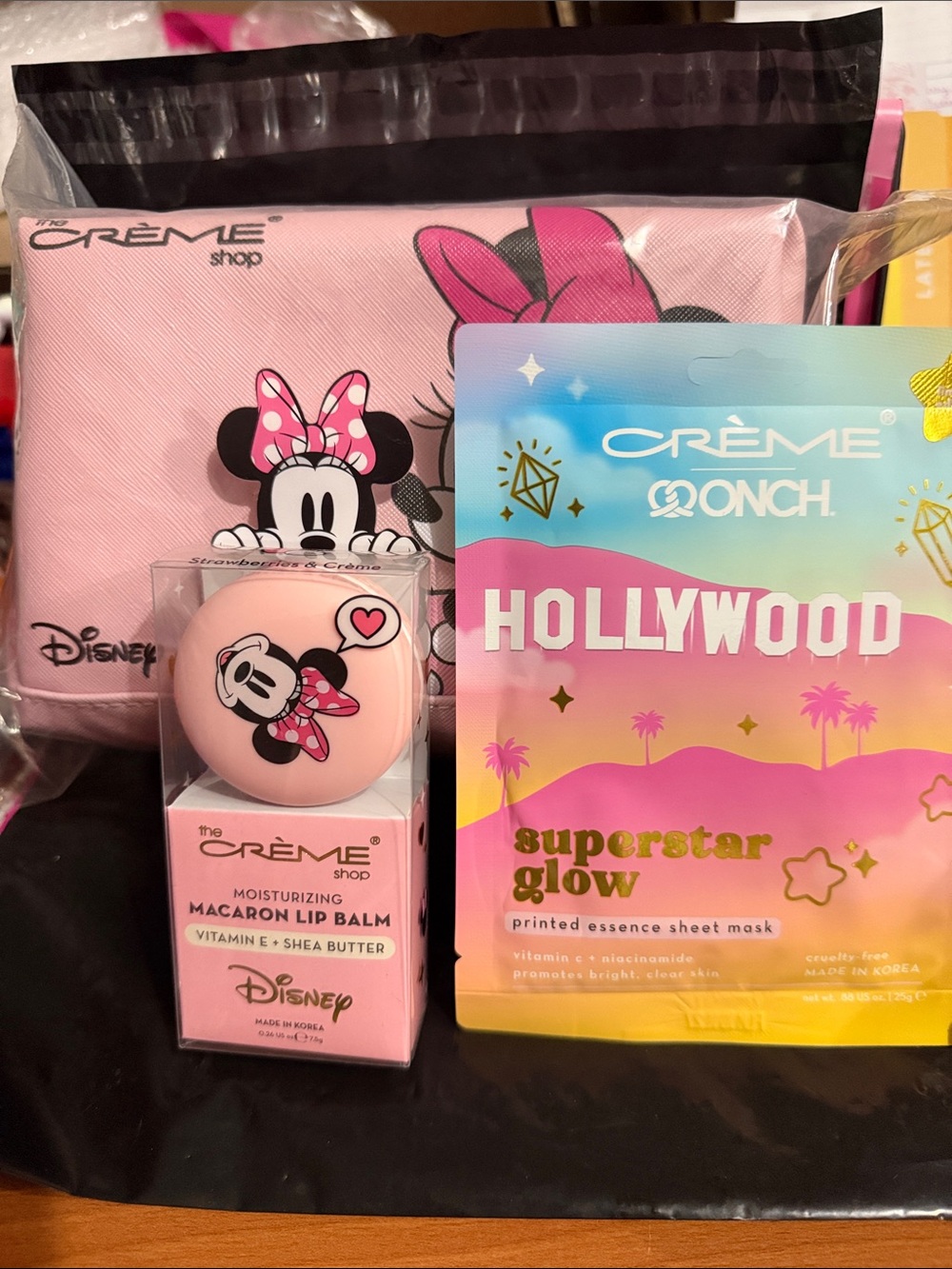 Disney Macaron Lip Balm &  Superstar Glow Sheet Mask & Disney Cosmetic Bag